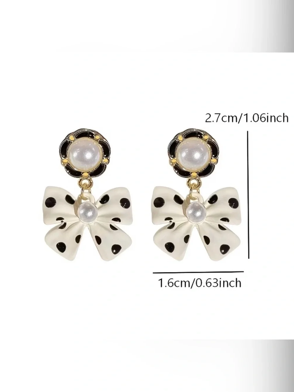 Pearl Accent Silver Bow Drop Earrings